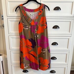 Boden Floral Dress in Orange, Pink, and Purple